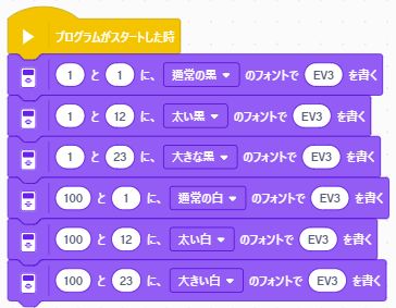 【EV3 Classroom入門】3-4 画面表示　文字や数字を表示する x,yの座標単位で指定して文字や数字を表示するプログラミングの例　